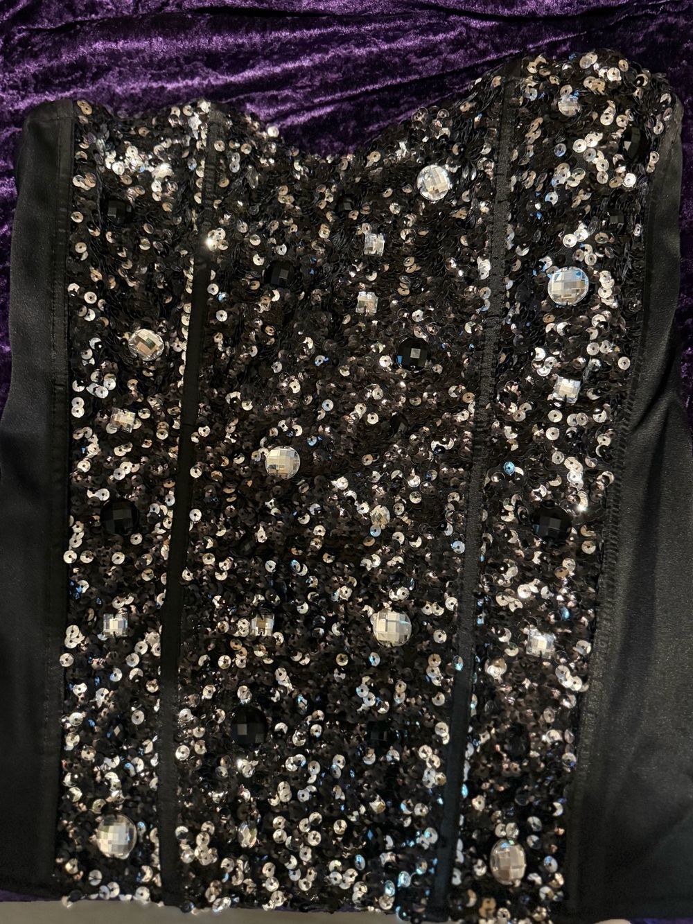 Black Ashley Stewart  Sequin Embellished Corset Top